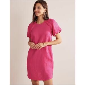 Boden Sleeve Detail Linen Mini Dress D0696 Pink 6
